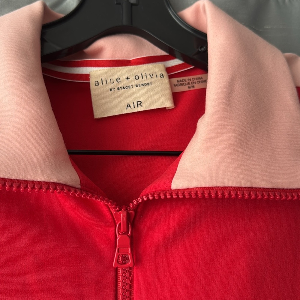 Alice + Olivia AIR Jackson Cropped Track Jacket in Red and Pink size Medium - Picture 6 of 7